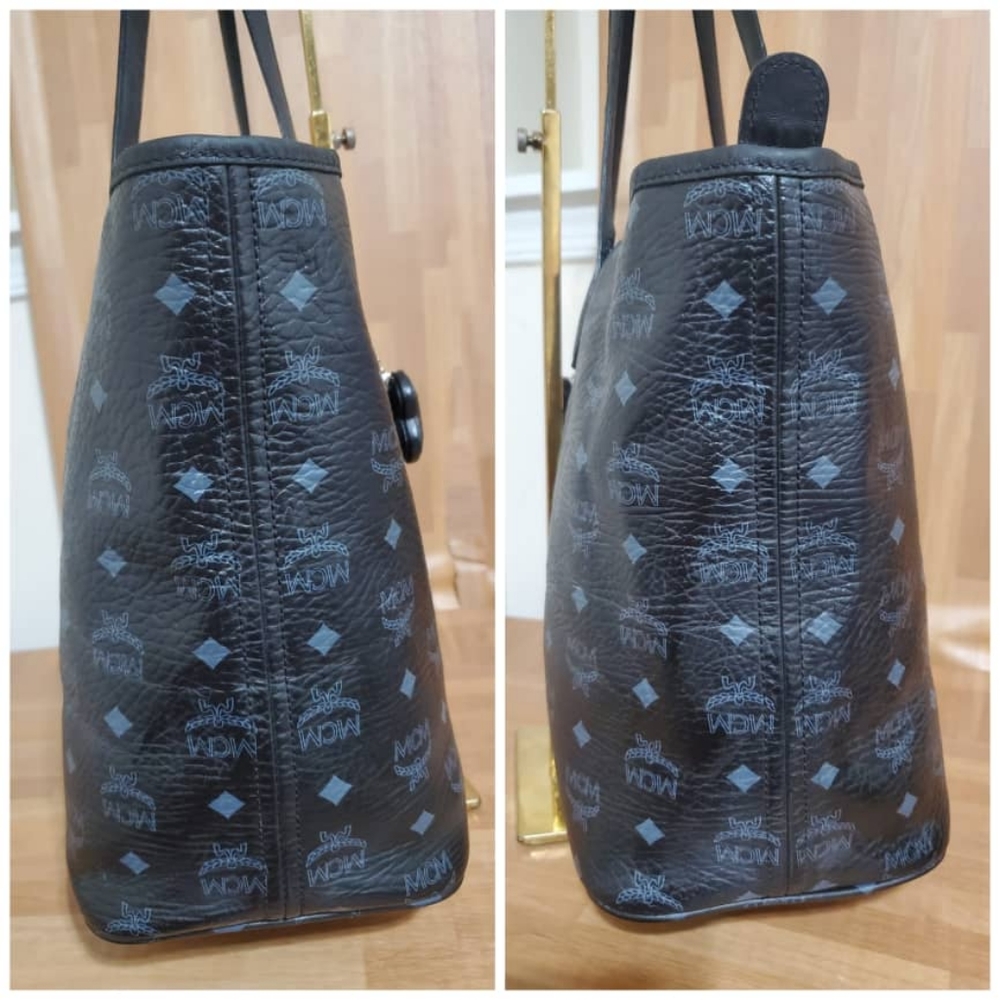 MCM Black Tote with Multicolor Stripes - Picture 4 of 12